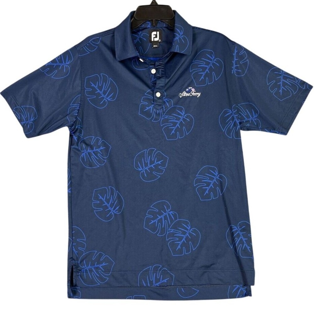 FootJoy Stono Ferry Clubhouse‎ Performance Golf Polo Shirt Men S Blue Microfiber